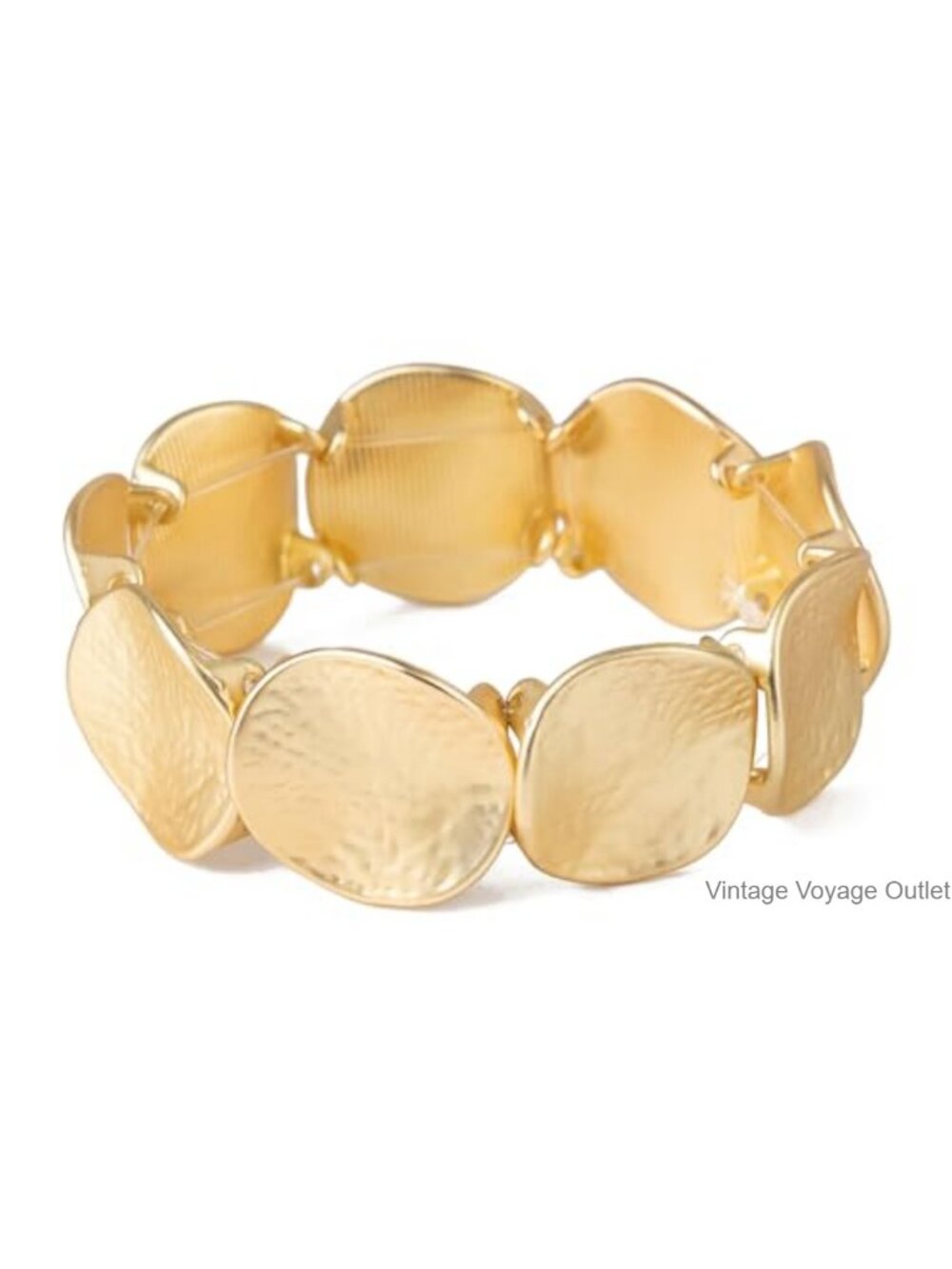 Chunky Gold Plated Hammered Bracelet Statement Jewelry Gift for Her